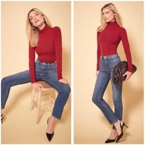 Reformation Navia Turtleneck Bodysuit in Red (L)